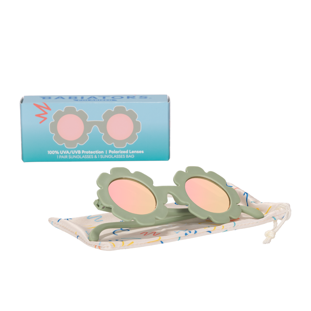 Polarised Flower - Garden Sage Flower with Rose Gold Mirrored Lenses