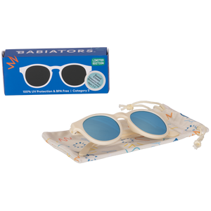 Limited Edition Keyholes - Sweet Cream - Turquoise Blue Mirrored Lenses - Babiators