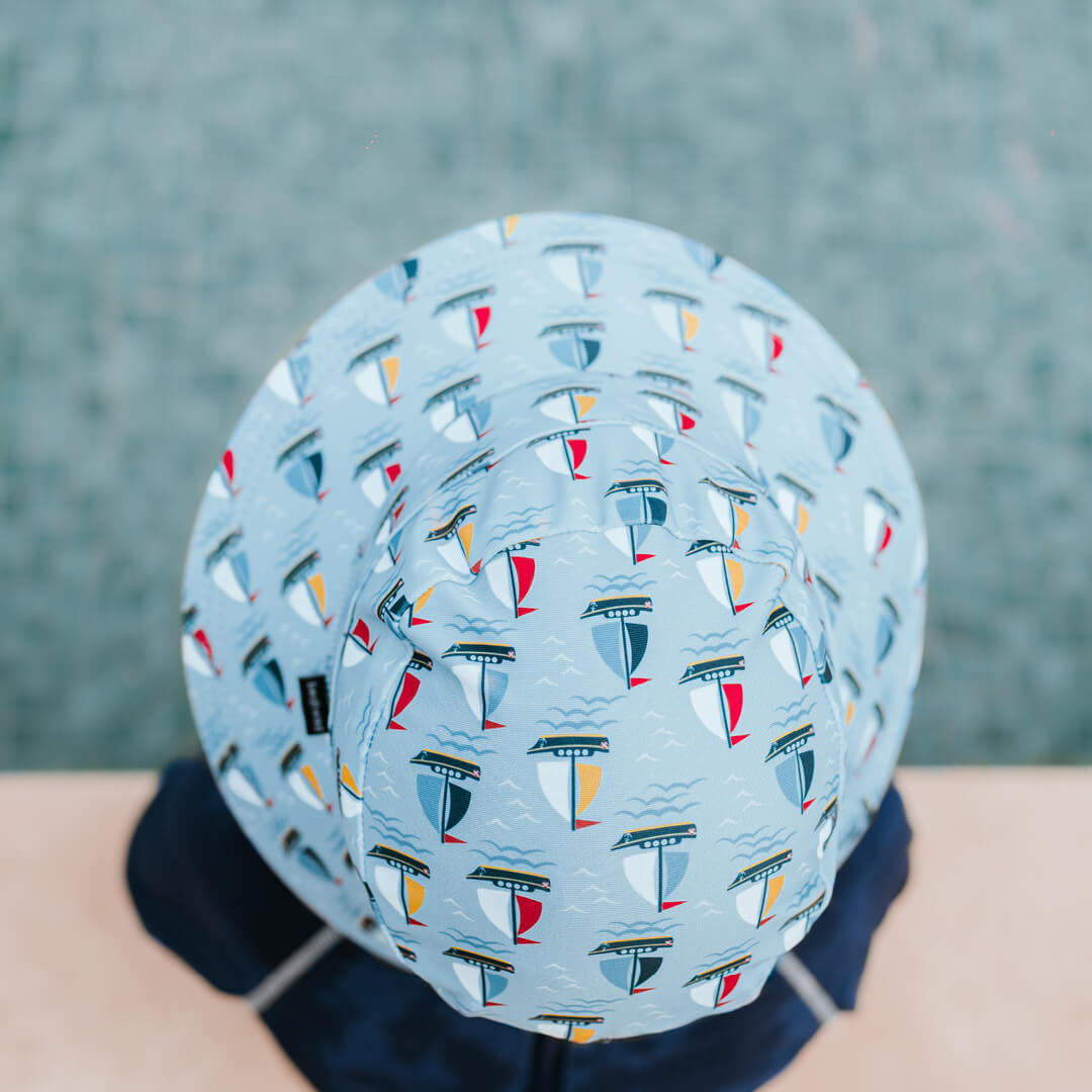 Kids Beach Bucket Swim Hat - Sails