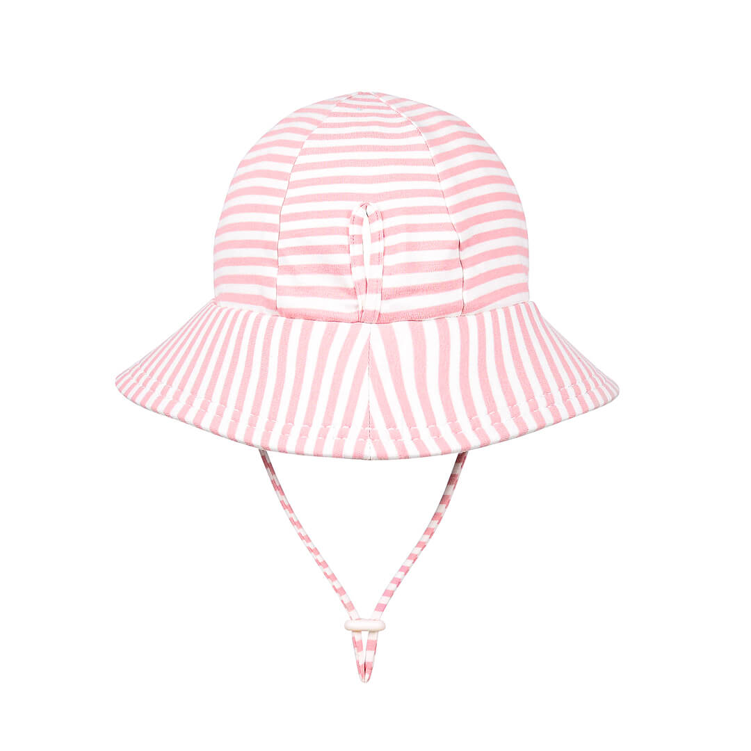 Kids Ponytail Bucket Sun Hat - Pink Stripe