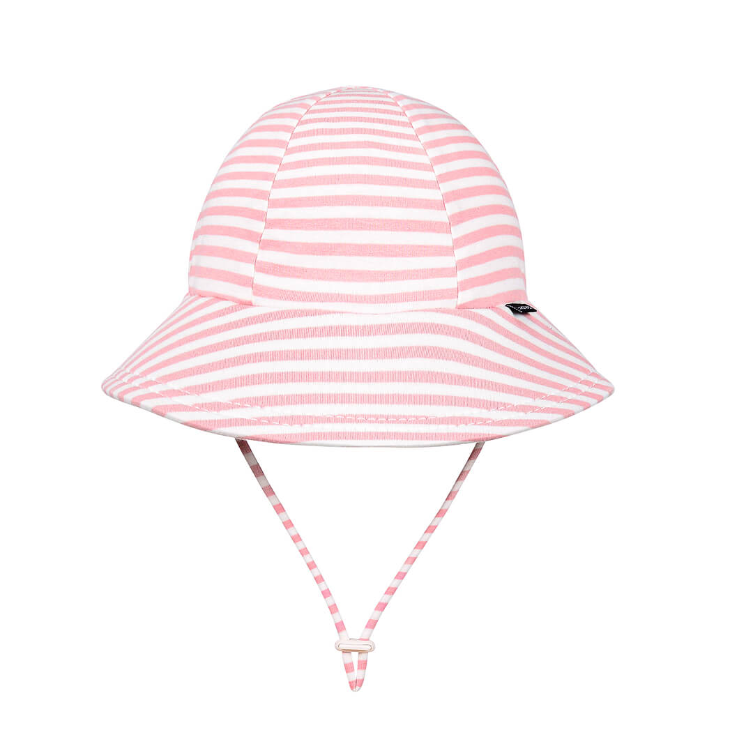 Kids Ponytail Bucket Sun Hat - Pink Stripe