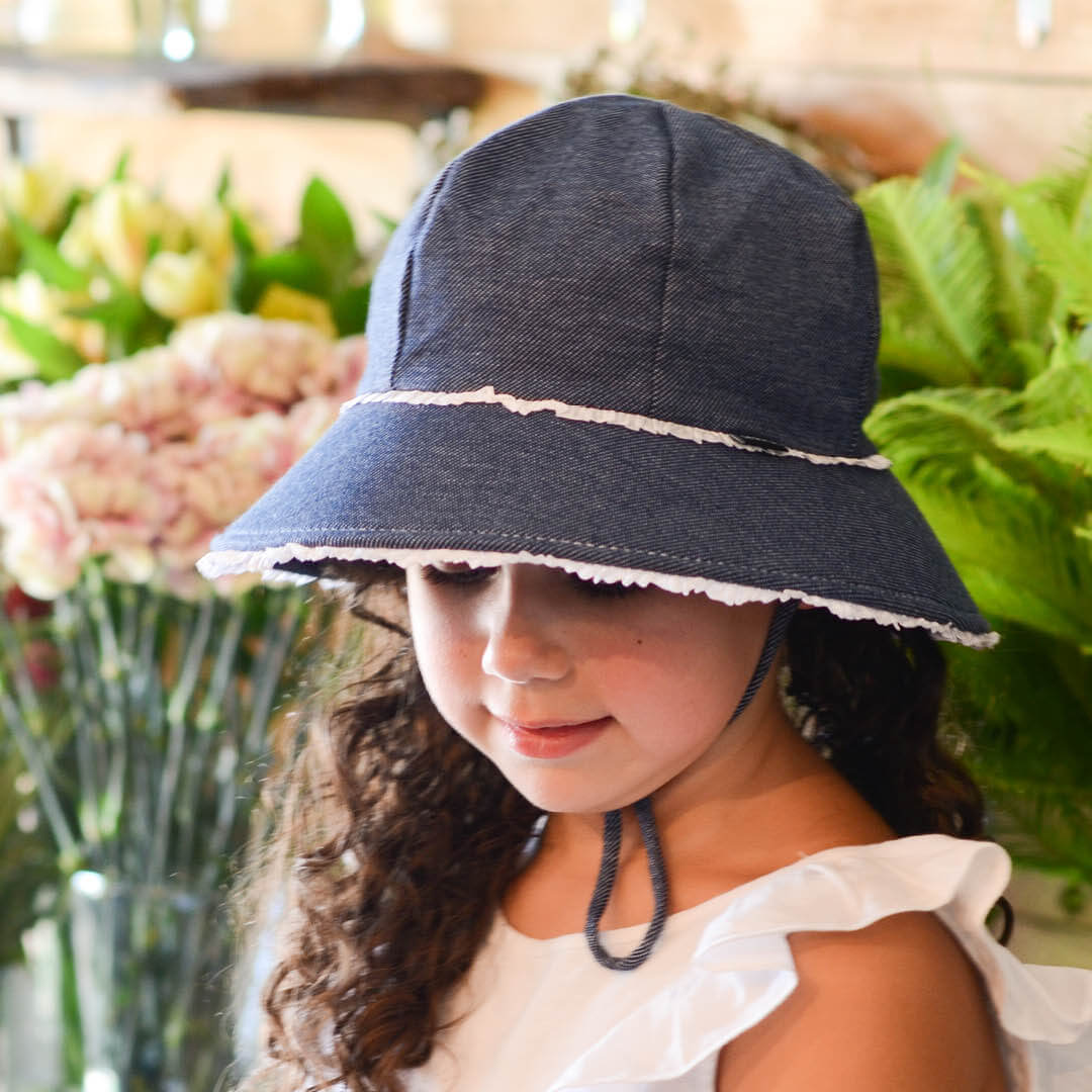 Toddler Bucket Hat - Denim Ruffle