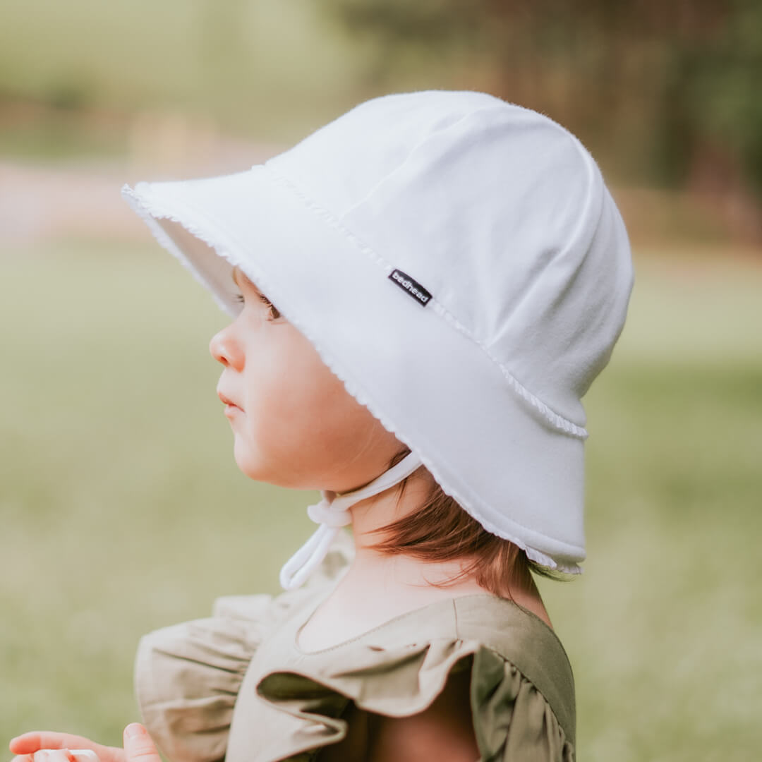 Toddler Bucket Hat - White Ruffle